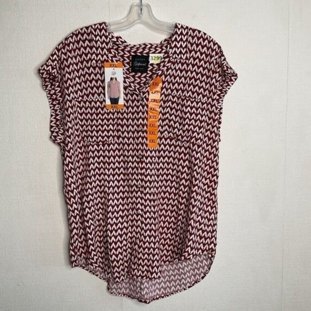 NWT Jachs Girlfriend Chevron Button Up Shirt Top Blouse Women 2XL Bangladesh